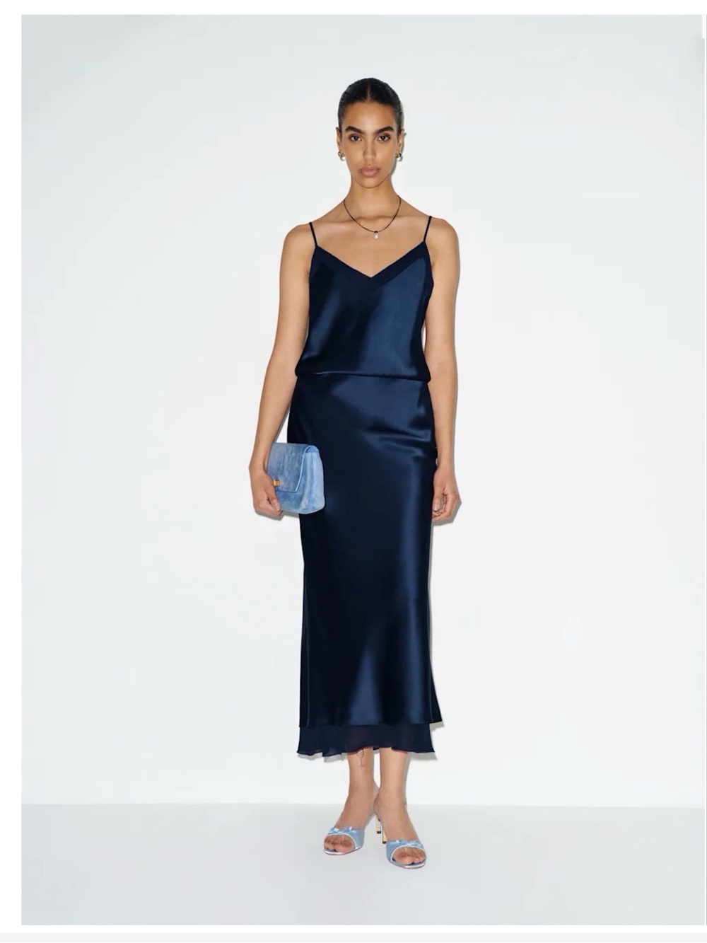 NWT Reformation Kelsa Silk Dress Blue - Size 2